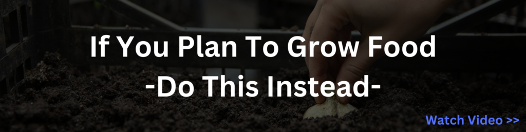 Hand planting seed with text overlay: 'If You Plan to Grow Food - Do This Instead.