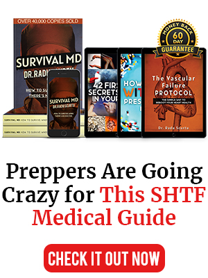 A promotional banner featuring a highly-rated survival medical guide with the headline "Preppers Are Going Crazy for This SHTF Medical Guide", urging users to take action.
