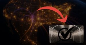EMP strike map with arrow pointing to a DIY EMP proof room