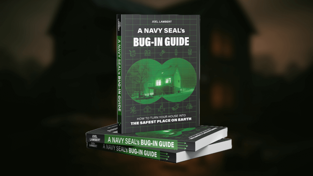 A Navy SEAL's Bug-In Guide book cover with night vision graphic and tactical icons