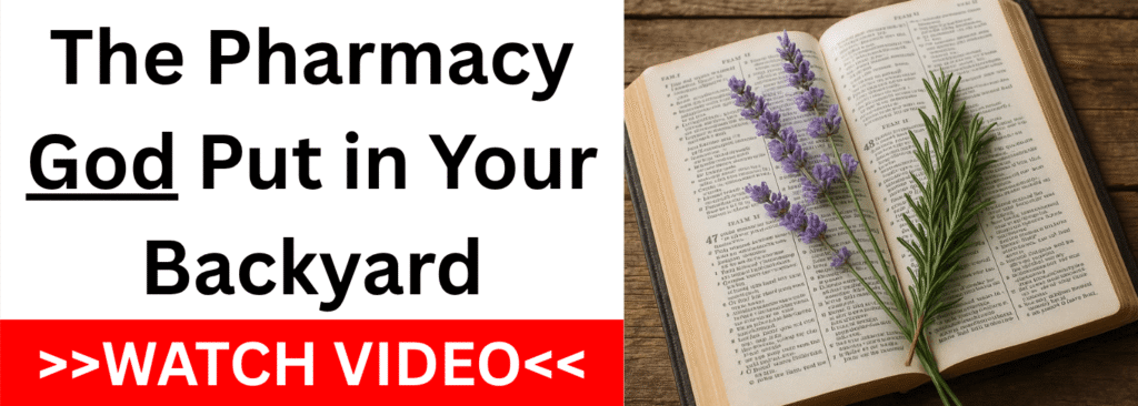 Herbal medicine plants on an open Bible, symbolizing natural remedies from your backyard.