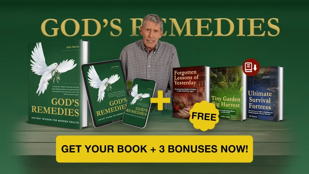 God’s Remedies book bundle with author John Harris, plus three free survival and gardening bonus guides