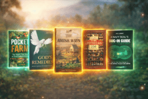 Top 5 prepping books for 2026 including Amish Ways, Forgotten Home Apothecary, Navy SEAL Bug-In Guide, God’s Remedies and Pocket Farm survival guide
