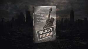 David’s Shield EMP survival guide book cover with Statue of Liberty and dark city skyline symbolizing grid collapse preparedness