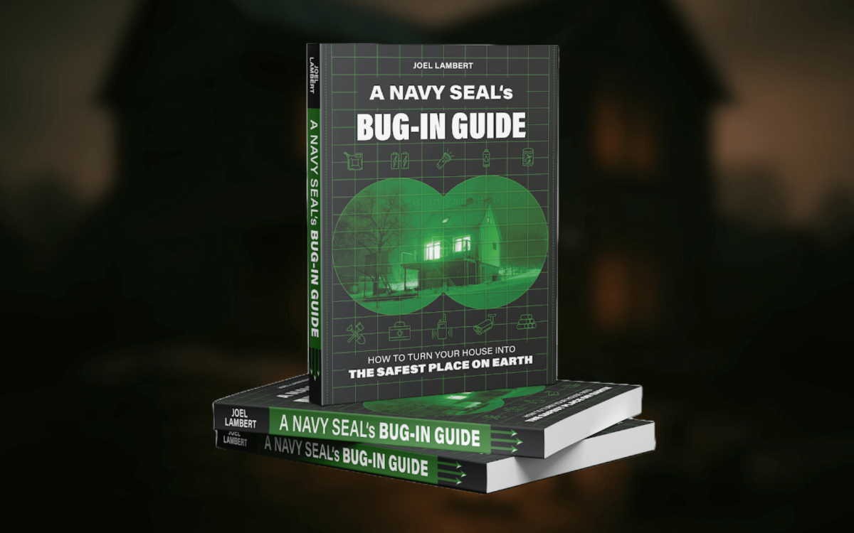 A Navy SEAL's Bug-In Guide book cover with night vision graphic and tactical icons