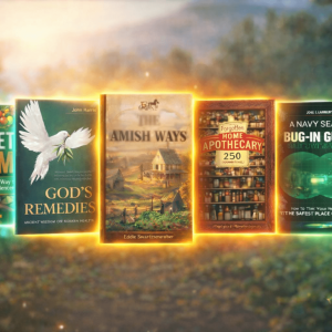 Top 5 prepping books for 2026 including Amish Ways, Forgotten Home Apothecary, Navy SEAL Bug-In Guide, God’s Remedies and Pocket Farm survival guide